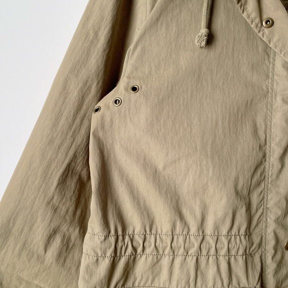 madewell  anorak snap front cotton raincoat in olive, size medium - Picture 6 of 13
